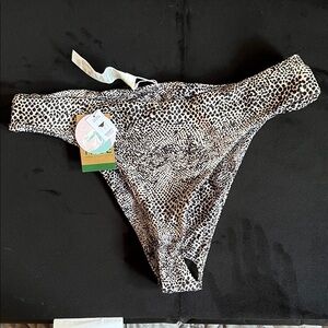 Volcom Black and White Animal Print Bikini Bottom